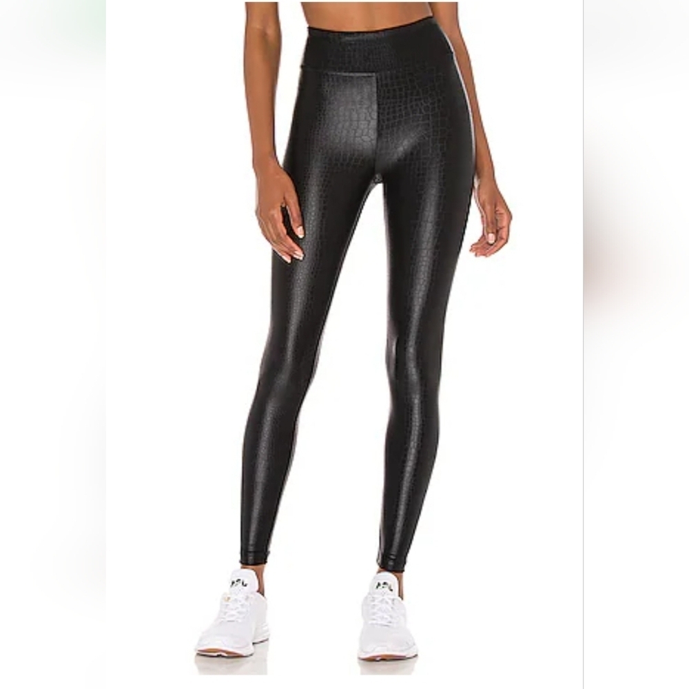 Koral Lustrous High Rise Leggings In Black Crocodile Size Medium NWT